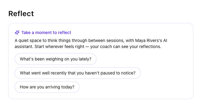 A client's between-session reflection space in Evo